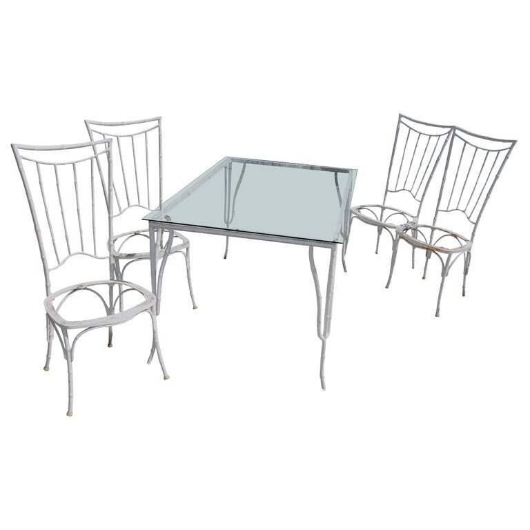 Faux Bamboo Metal Garden Dining Set