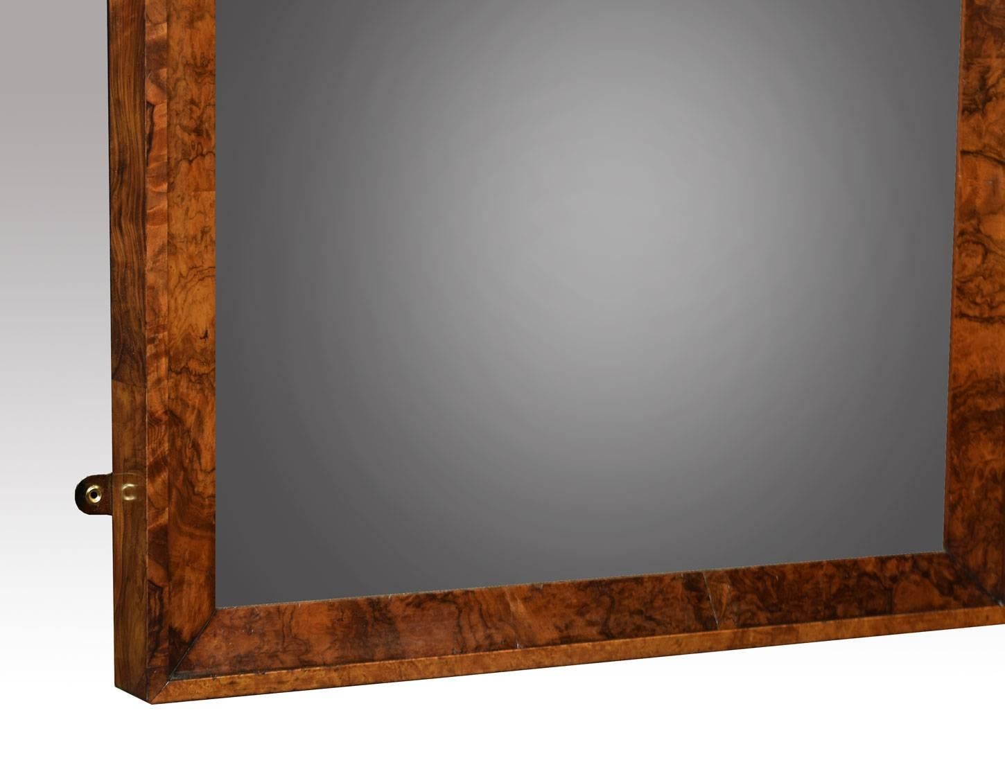 English Victorian Figured Walnut Wall Mirror