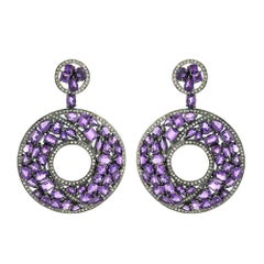 Amethyst Diamond Silver Gold Earrings