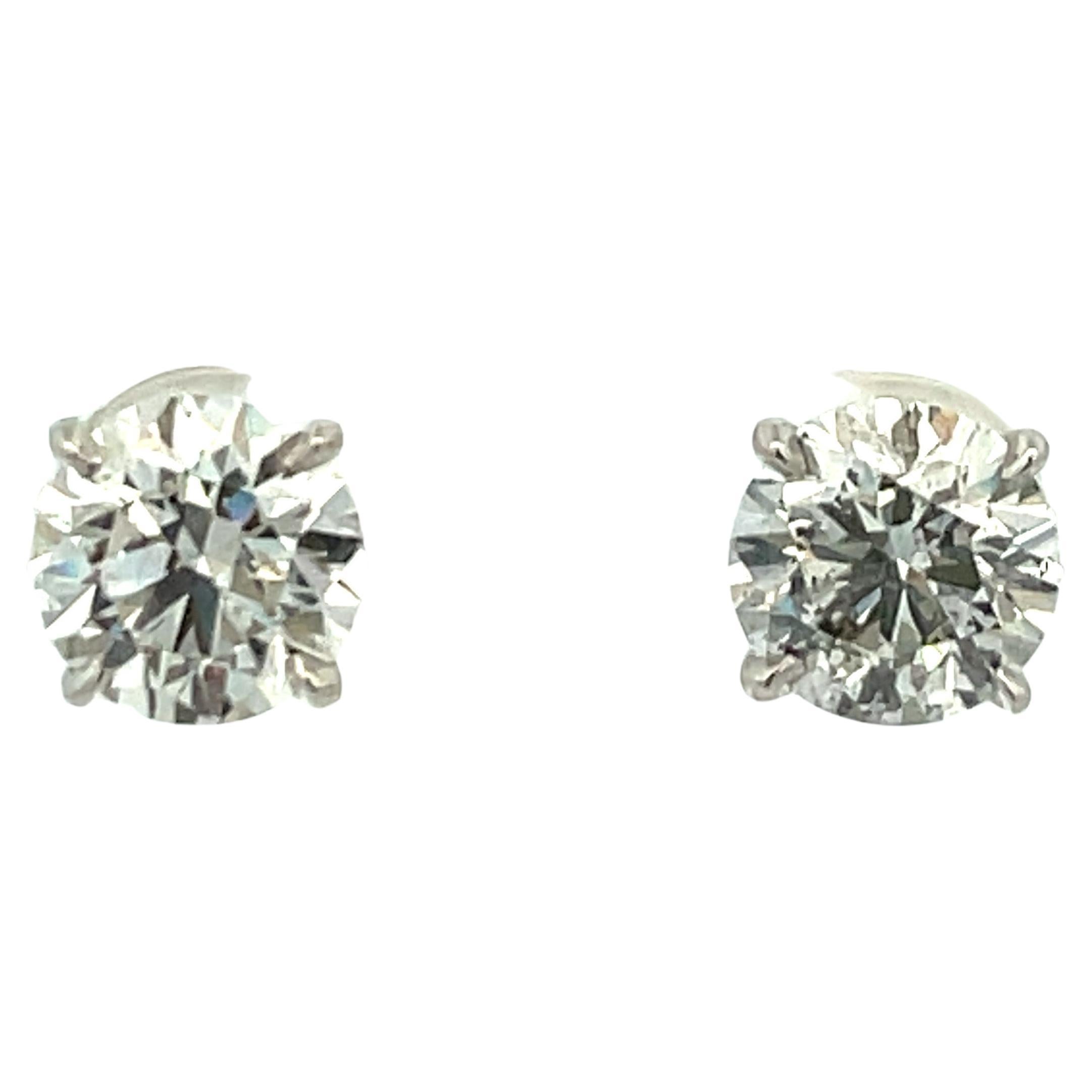 GIA Certified Diamond Stud Earrings 4.03 Carats G I1 18 Karat White Gold