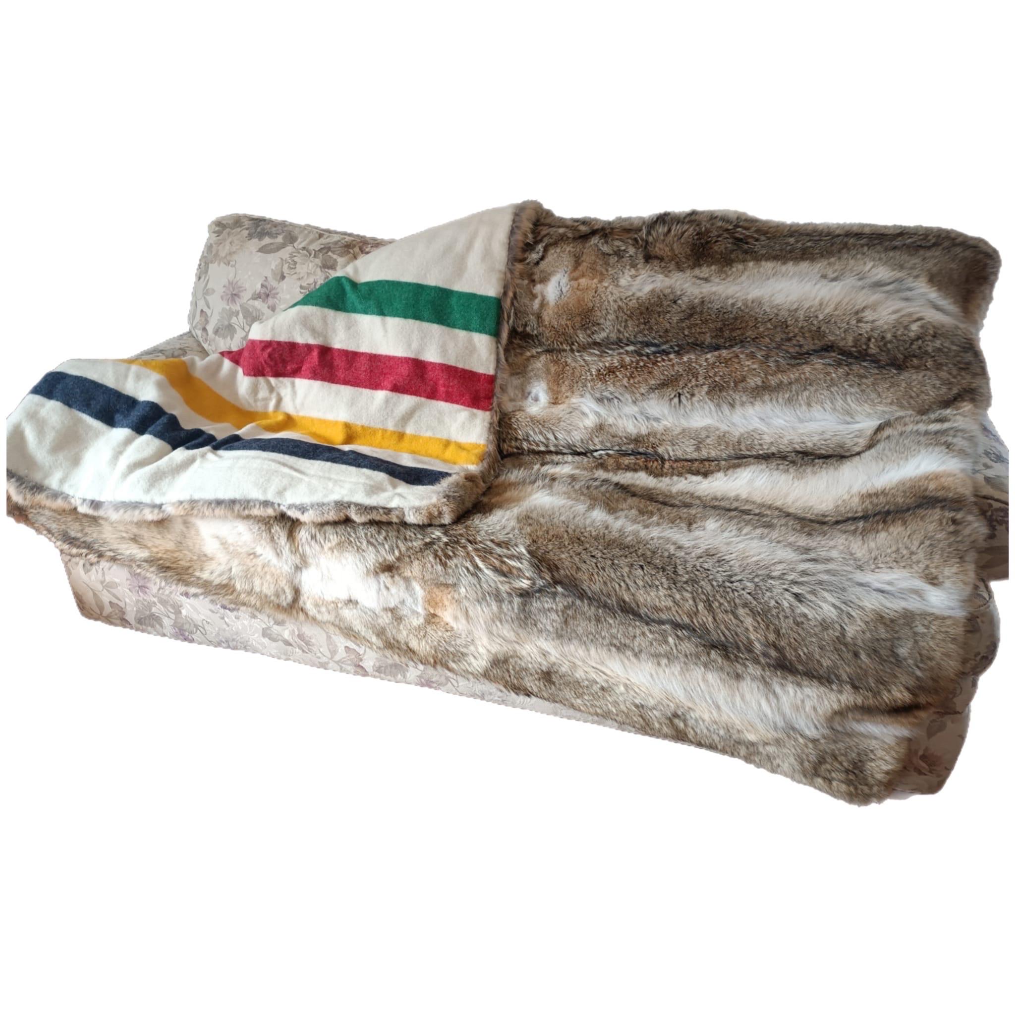 Hudson Bay coyote Fur Blanket (huge throw 90