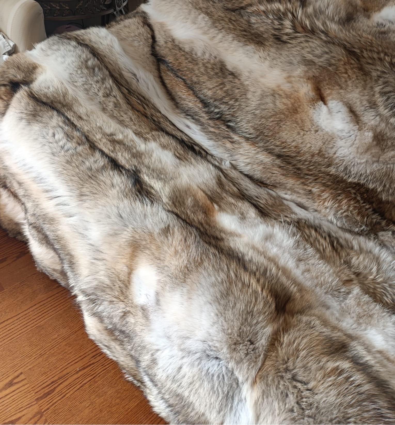 Hudson Bay coyote Fur Blanket (huge throw 90