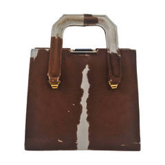 Cowhide Handbag with Bakelite Clasp