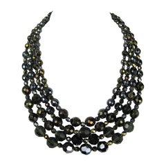 BARRERA Bib Necklace 4 strand faceted Glass 1990s