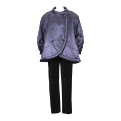 Yves Saint Laurent Padded Chinese Satin Coat Ensemble