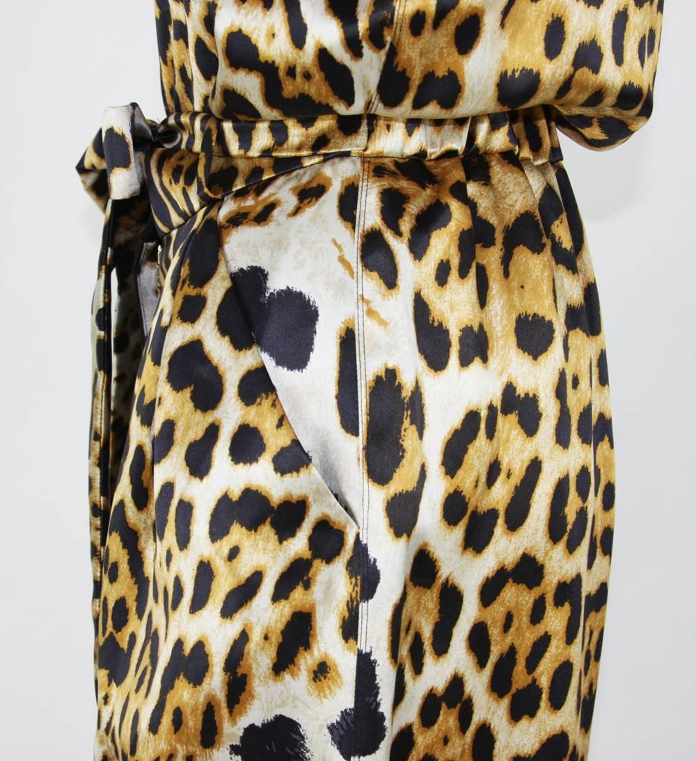 New Yves Saint Laurent Silk Leopard Print Jumpsuit Fr. 40 US 8/10 For Sale 1