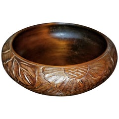 Art Nouveau American Carved Walnut Bowl