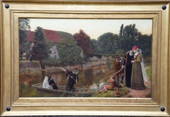 The Convent Boat - British Victorian Pre-Raphaelite art religious oil painting 