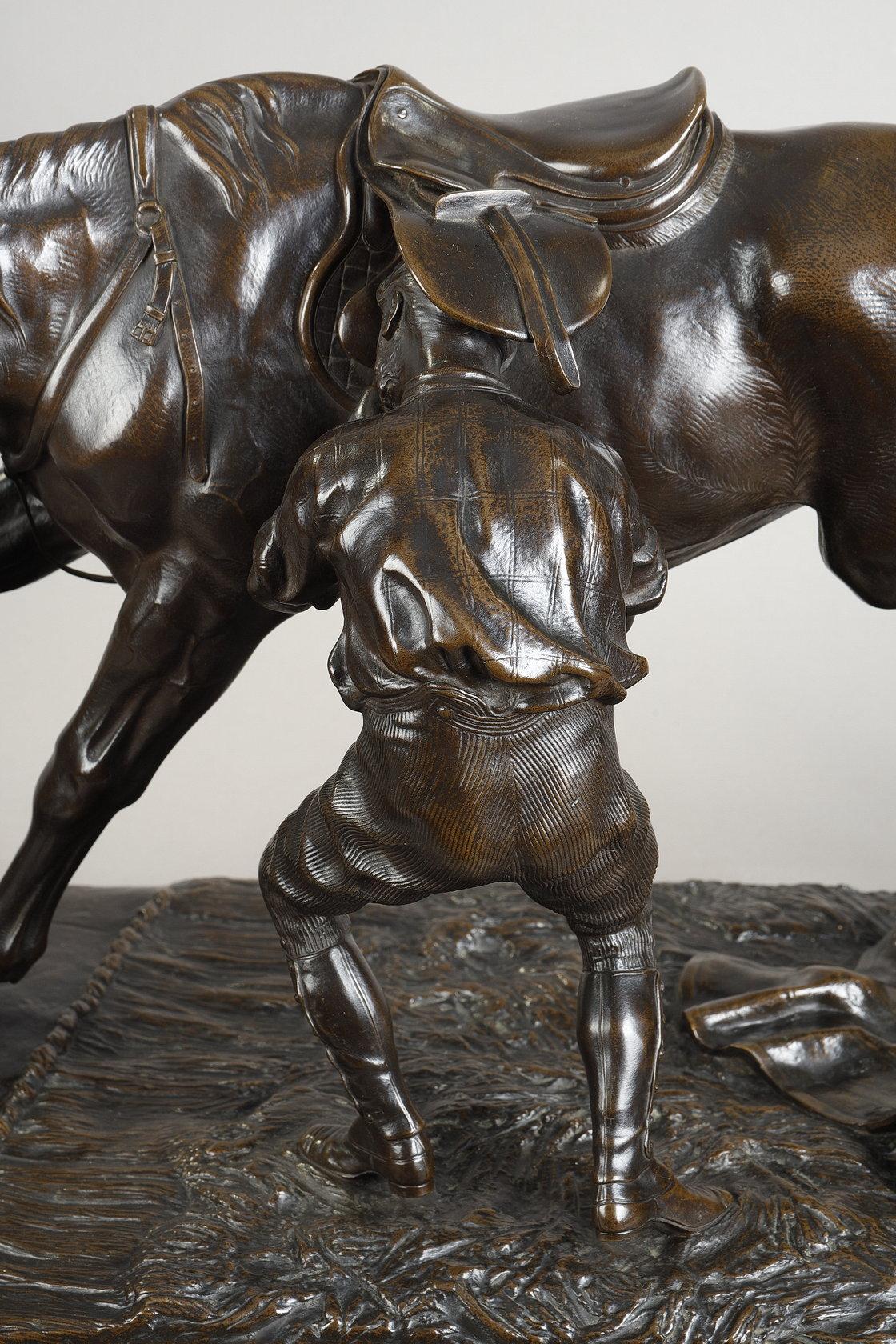 A bronze group with nuanced dark brown patina - Sculpture by Arthur Marie Gabriel comte du Passage