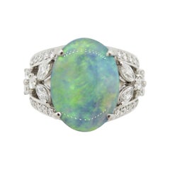 Australian Black Opal Diamond Platinum Cocktail Ring