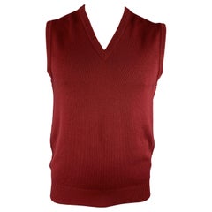 BALLANTYNE Size XL Burgundy Cashmere V-Neck Sweater Vest