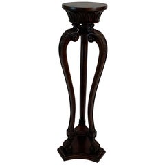 Beautiful Carved Walnut & Leather Pedestal by John Richard