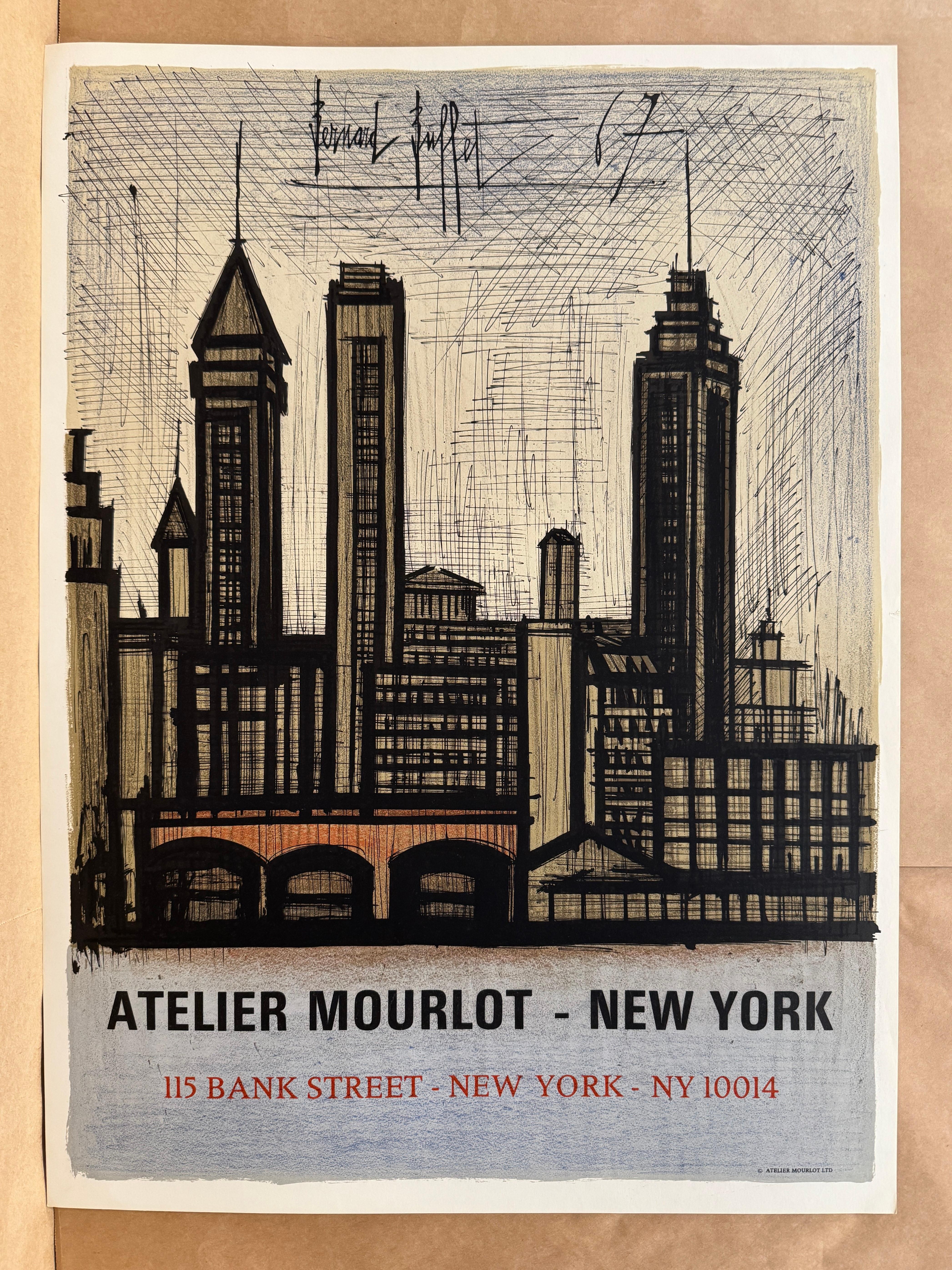 Atelier Mourlot - New York (NYC Skyline) by Bernard Buffet  For Sale 1