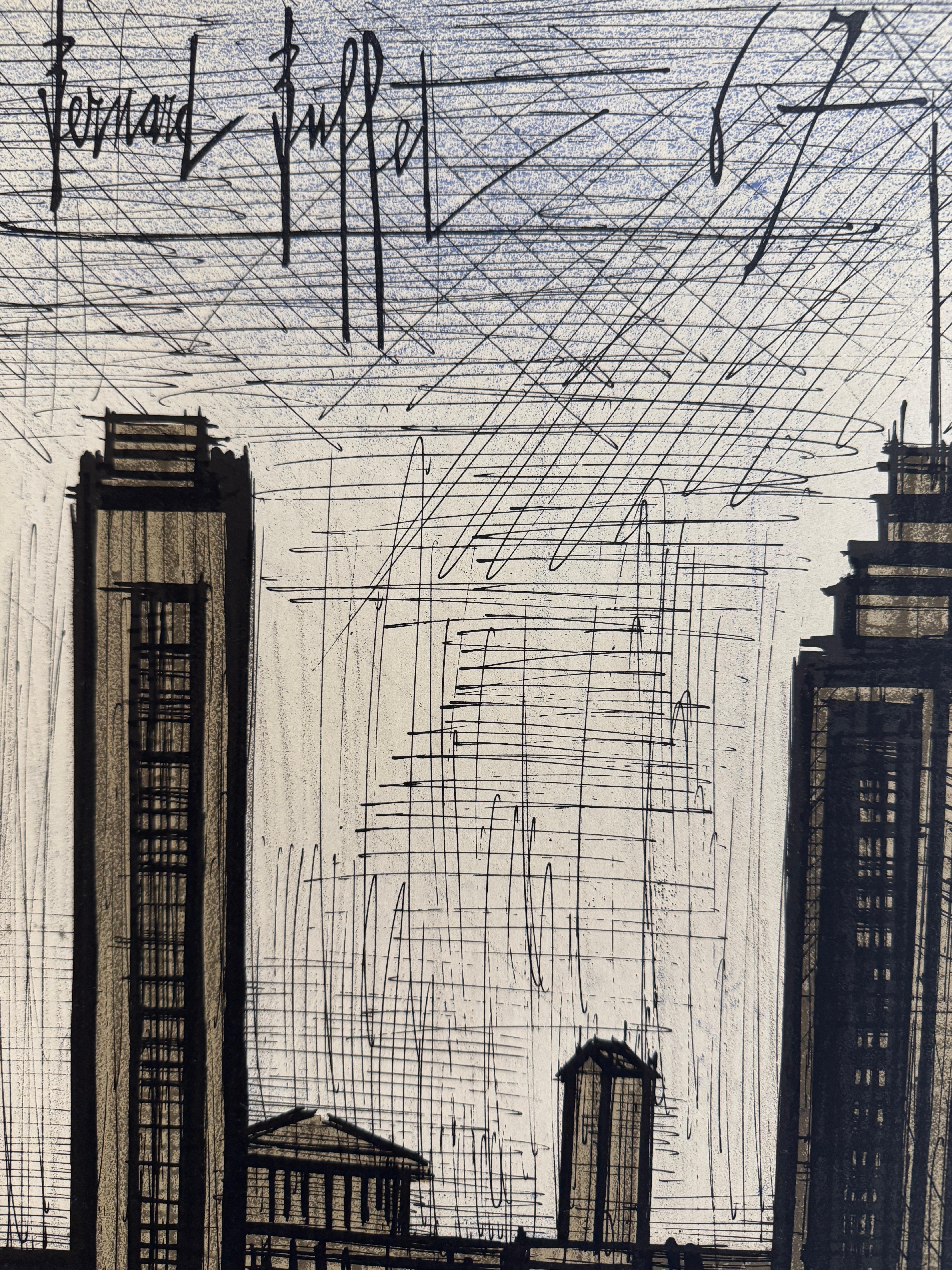 Atelier Mourlot - New York (NYC Skyline) by Bernard Buffet  For Sale 3