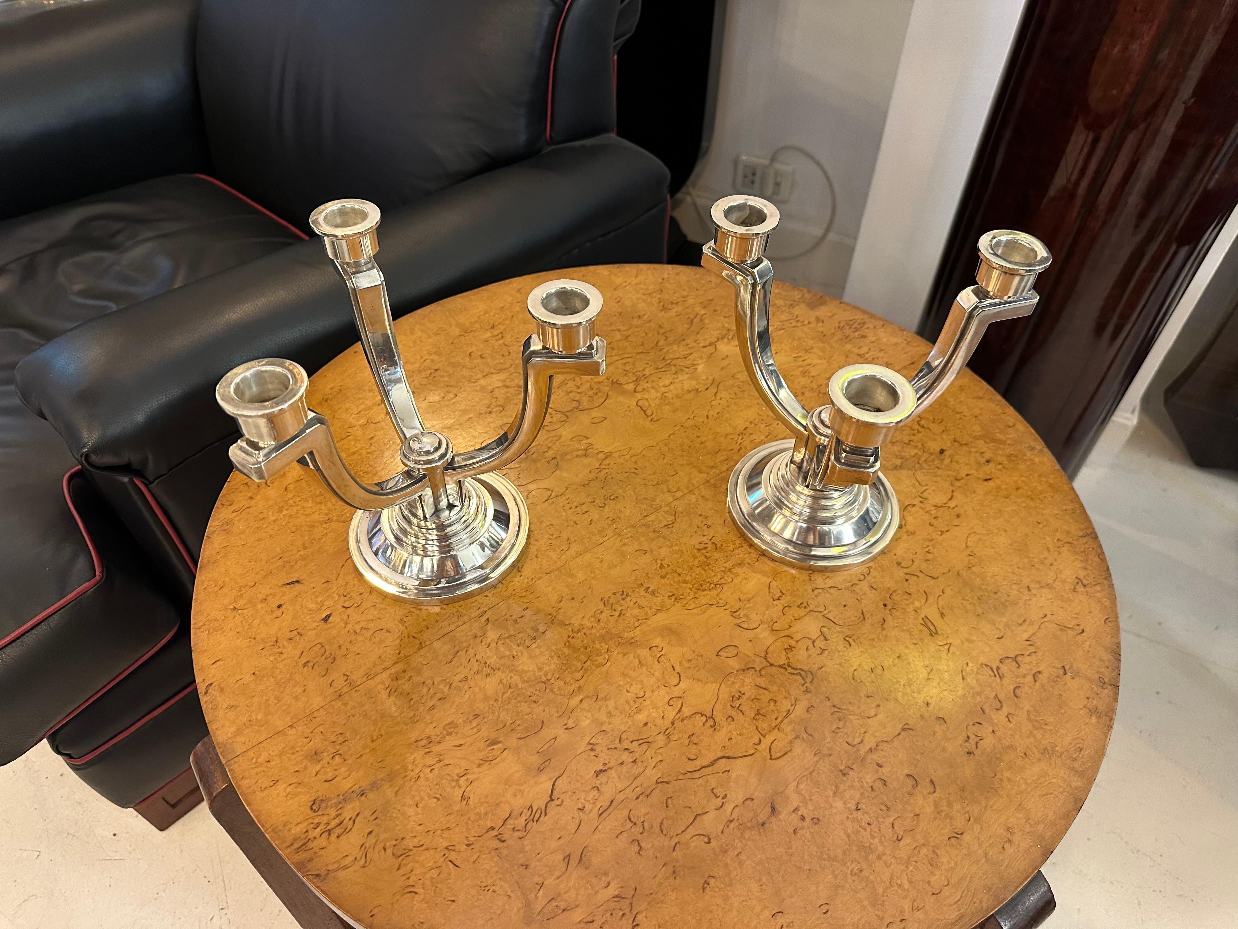 Big Pair of Candelabras, Art Deco, Sign: France For Sale 10