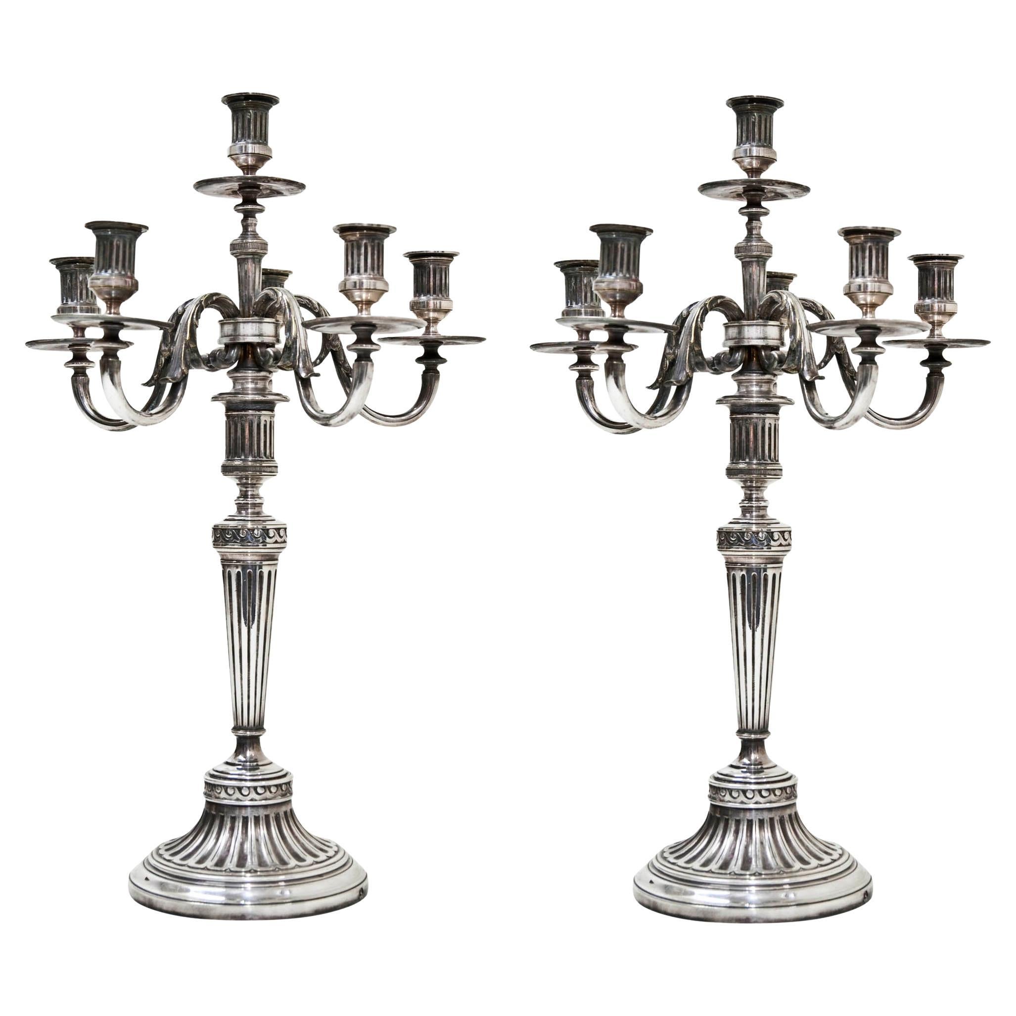 Big Pair of Candelabras, Jugendstil, Art Nouveau, Sign, Christofle 2825098