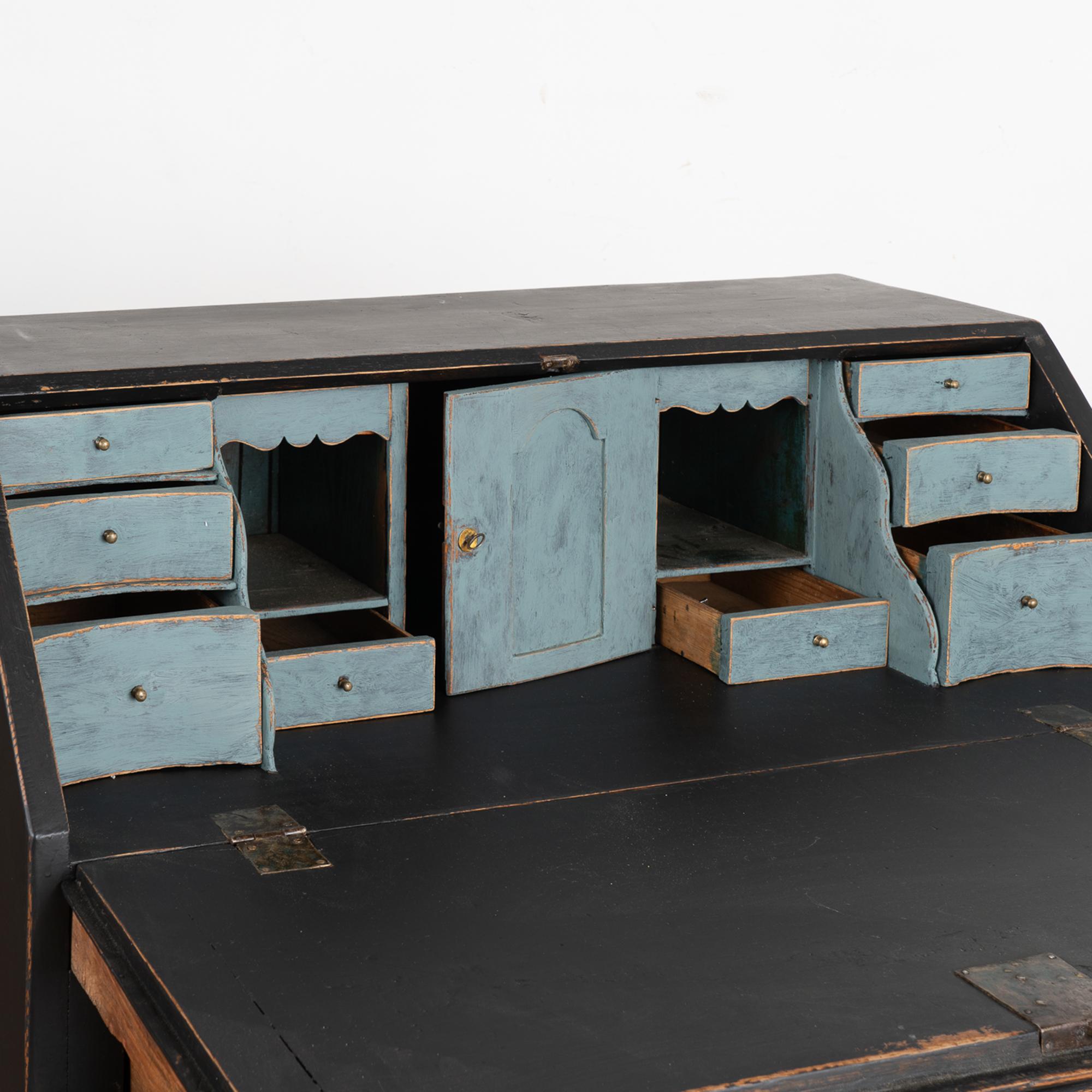 Black Painted Pine Secretary Desk, Sweden circa 1800-40 1