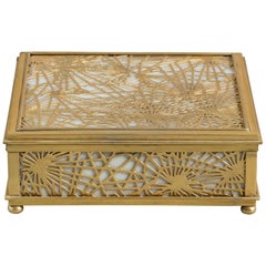 Bronze and Slag Glass Tiffany Jewelry Box, Art Deco Period, United States