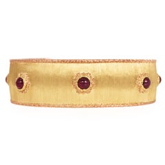 Buccellati Ruby 18K Yellow Gold Open Cuff Wide Bangle Bracelet