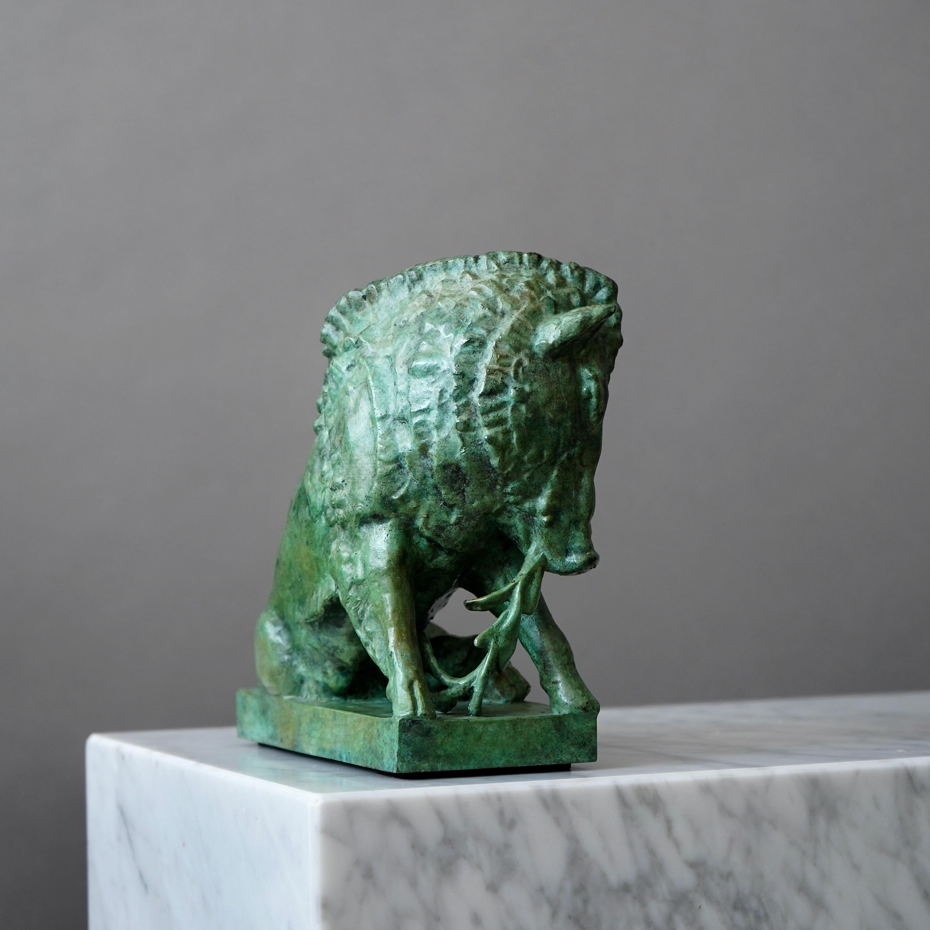 Carl Milles Wild Boar Bronze Sculpture In Excellent Condition For Sale In Malmö, SE