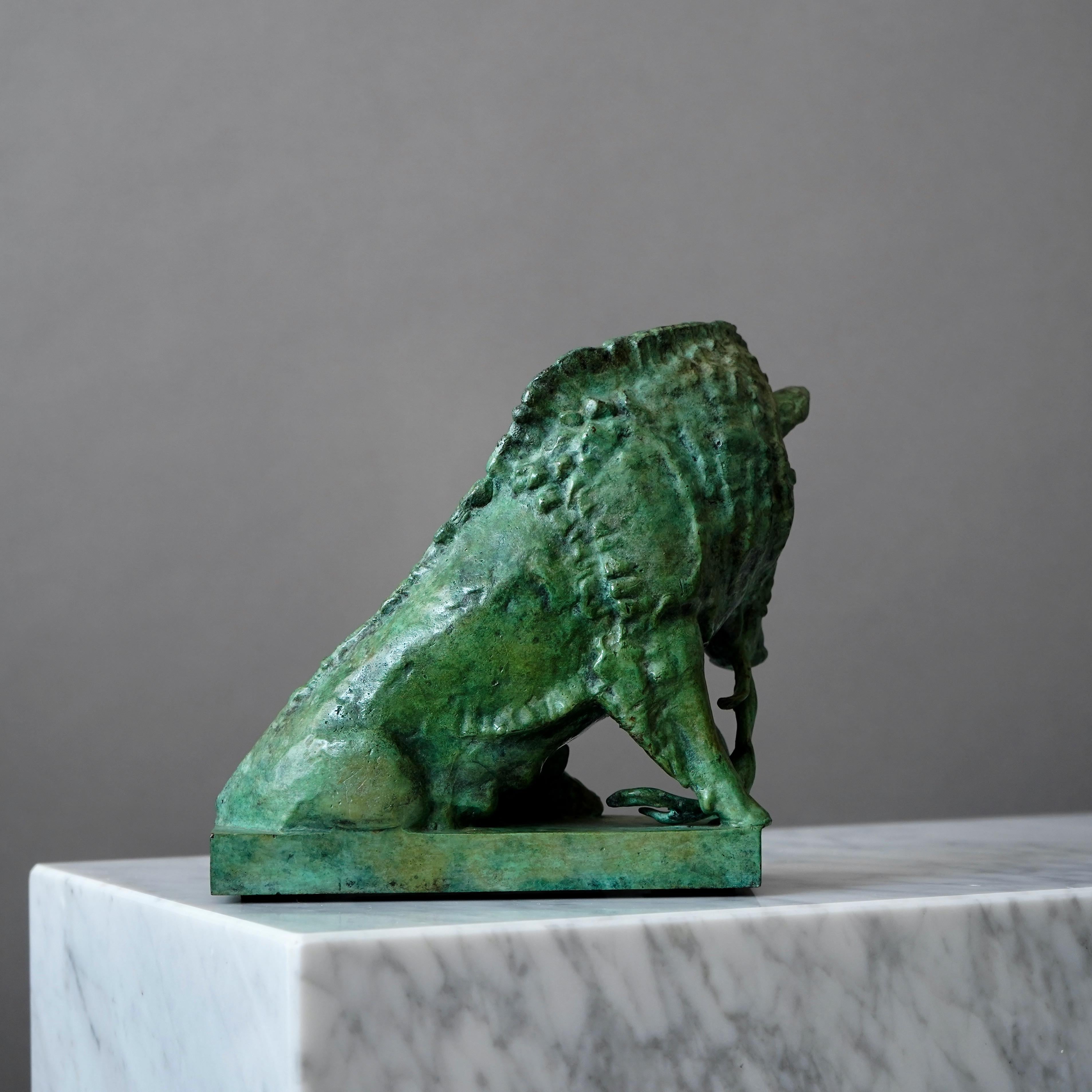 Early 20th Century Carl Milles Wild Boar Bronze Sculpture For Sale