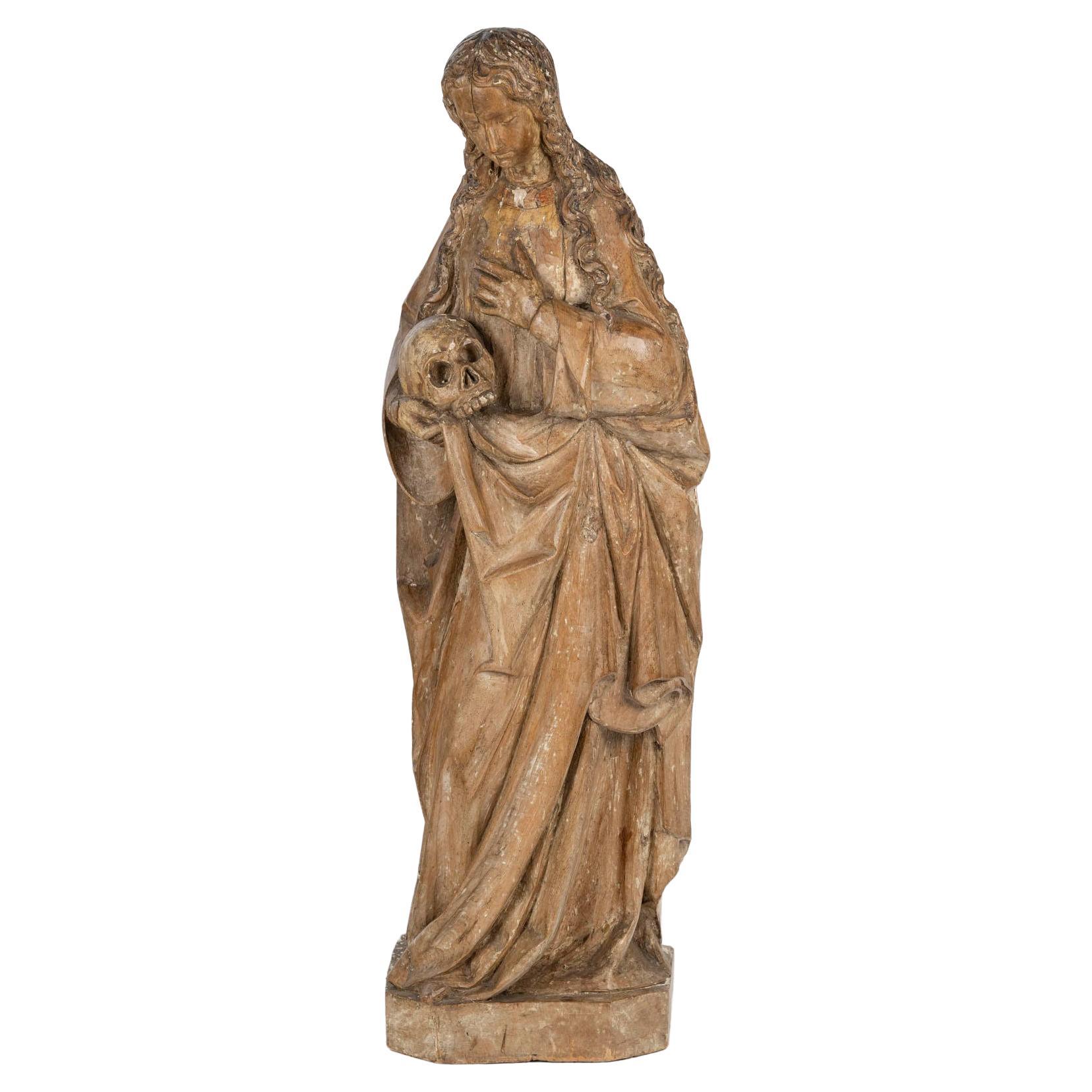 Carved Wooden Sculpture of Mary Magdalene, Circa 1500.