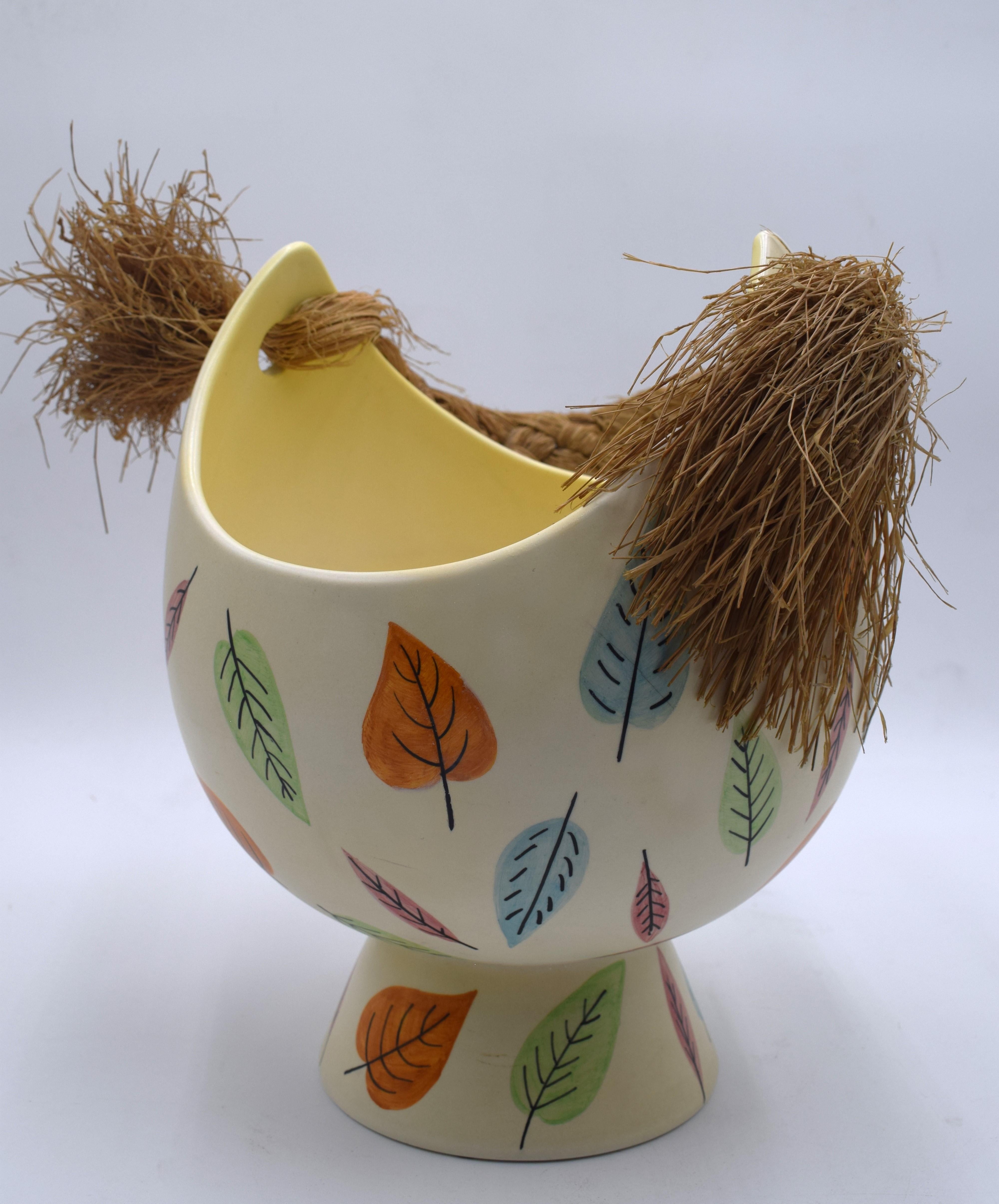 Italian Lenci ceramic basket, Italy, circa 1930s. For Sale