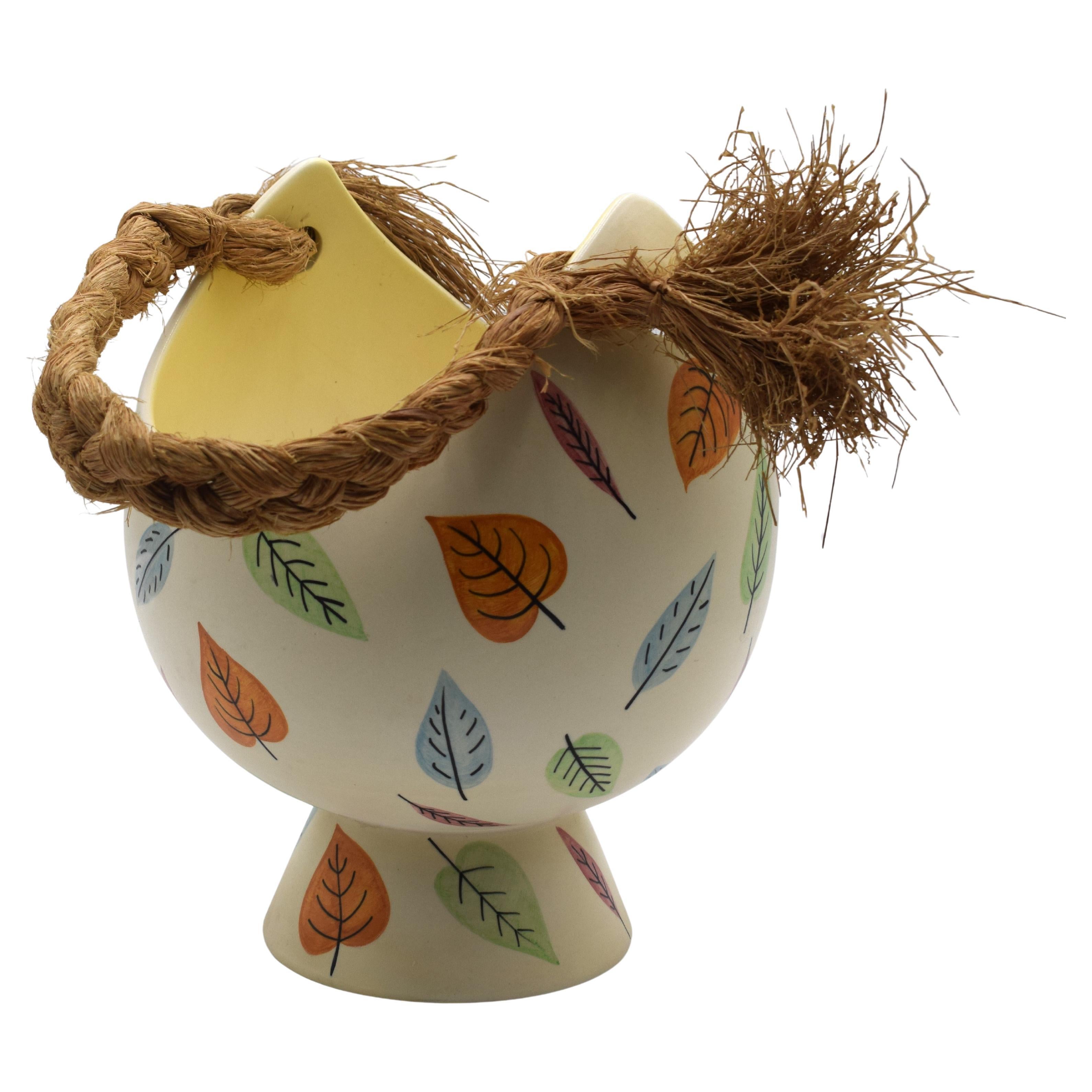 Lenci ceramic basket, Italy, circa 1930s. For Sale