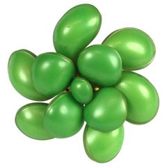 Maison Gripoix for Chanel Bright Lime Nacre Camellia Pendant Brooch