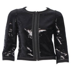 UNWORN Black Chanel Black Sequin Cropped "Little Black Jacket" Blazer 36