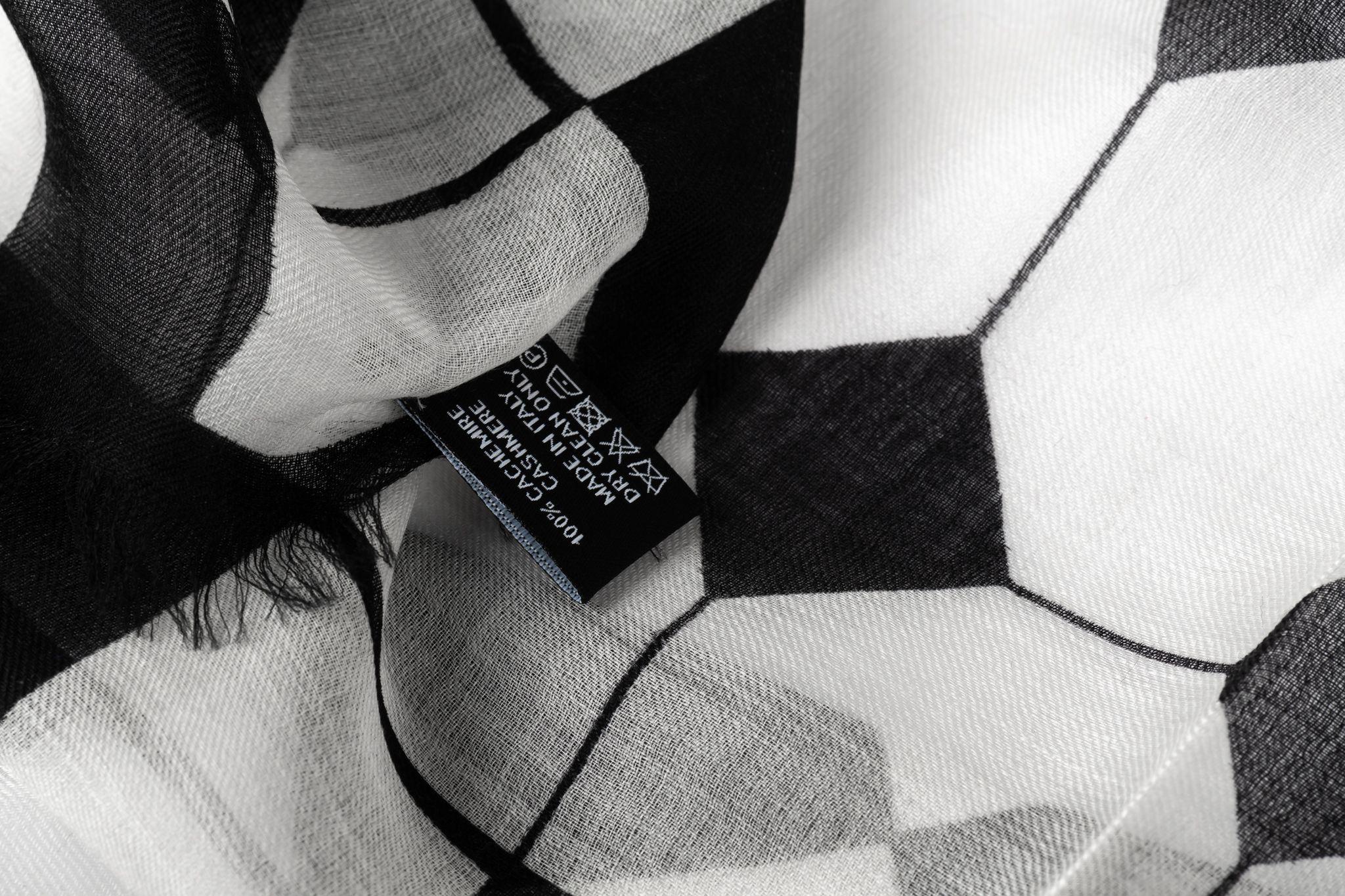 Chanel new checkers cashmere shawl in white and black . Original care tag.