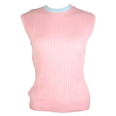 Chanel Pink and Blue Trimming Sleevesless Top