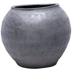 Chinese Unglazed Stamped Clay Jar