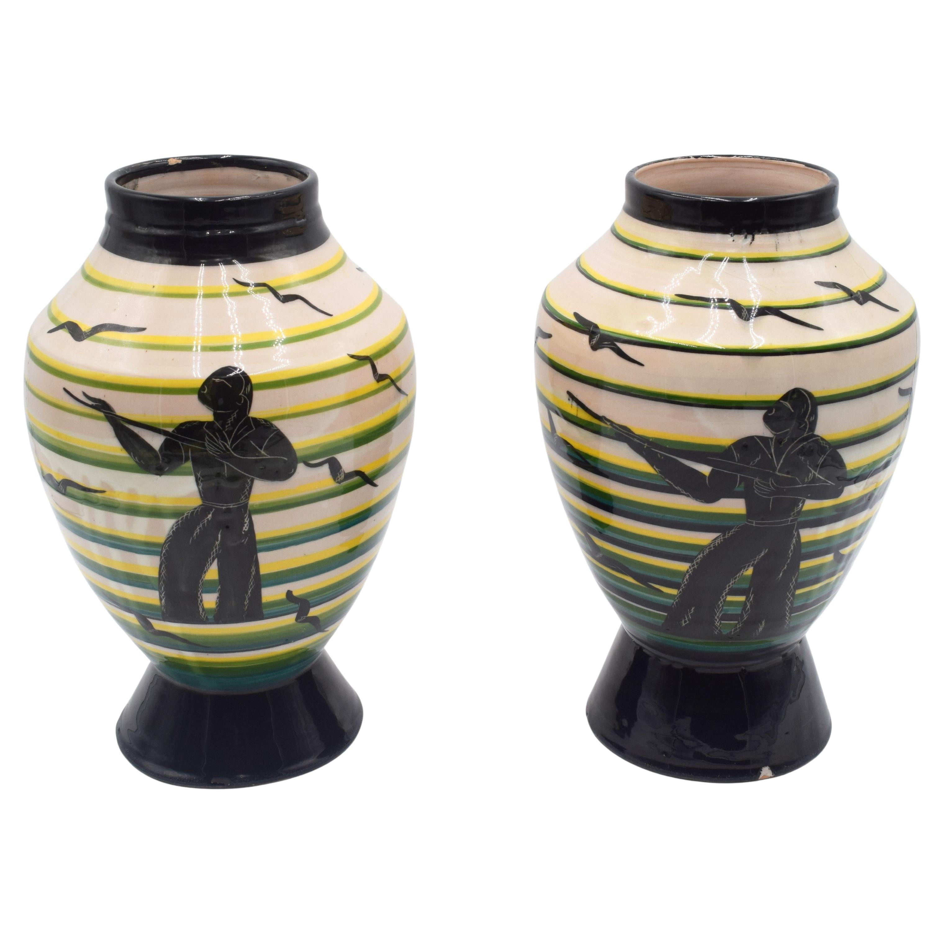 Pair of futurist vases, Italy, circa 1930s.