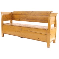 Country Rustic Yellow Wooden Bench