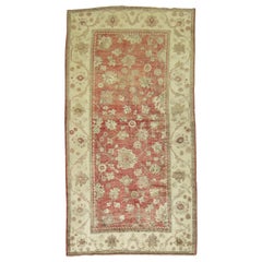 Crimson Red Turkish Oushak Foyer Accent Carpet, 20th Century