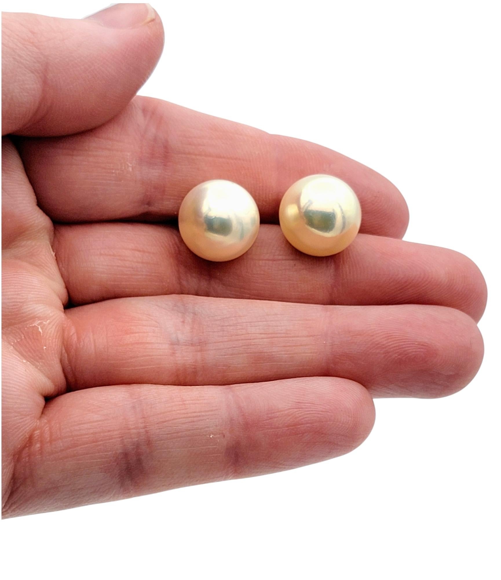 Women's or Men's Cultured Freshwater Pearl Classic 12.5 mm Stud Earrings in 14 Karat White Gold  For Sale