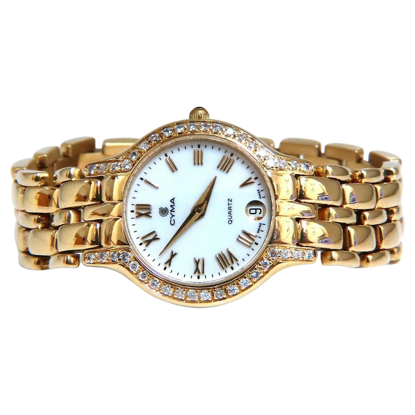 Cyma Ladies Gold Diamond Watch 14 Karat