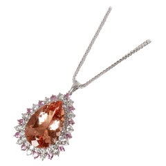 David Jerome 18 Karat White Gold Morganite and Diamond Pendant