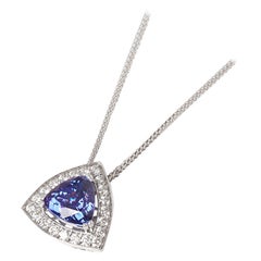 David Jerome 18 Karat White Gold Tanzanite and Diamond Pendant