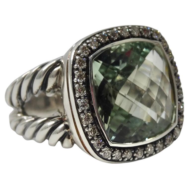 David Yurman Albion Ring with Prasiolite and Diamonds