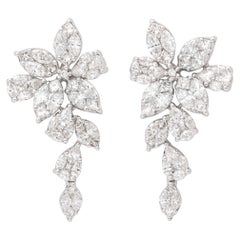 Diamond Cluster Dangle Drop Earring