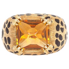 Dior Ring mit Leopardenmuster aus Citrin und Emaille