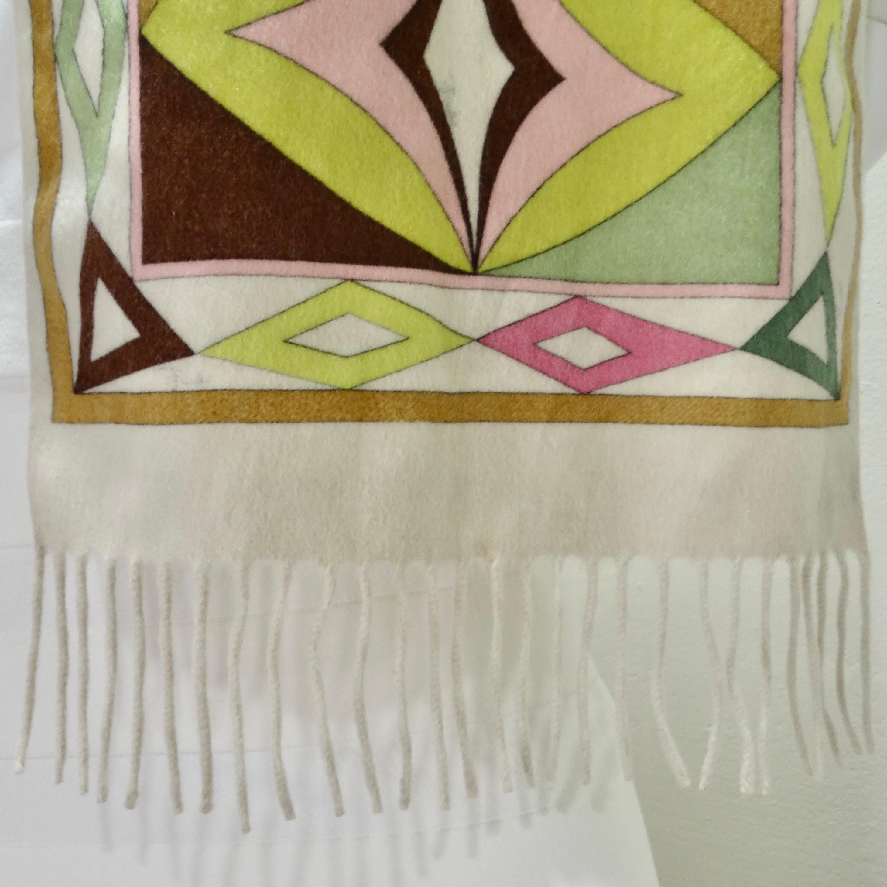 Beige Emilio Pucci 1980s Cashmere Scarf For Sale