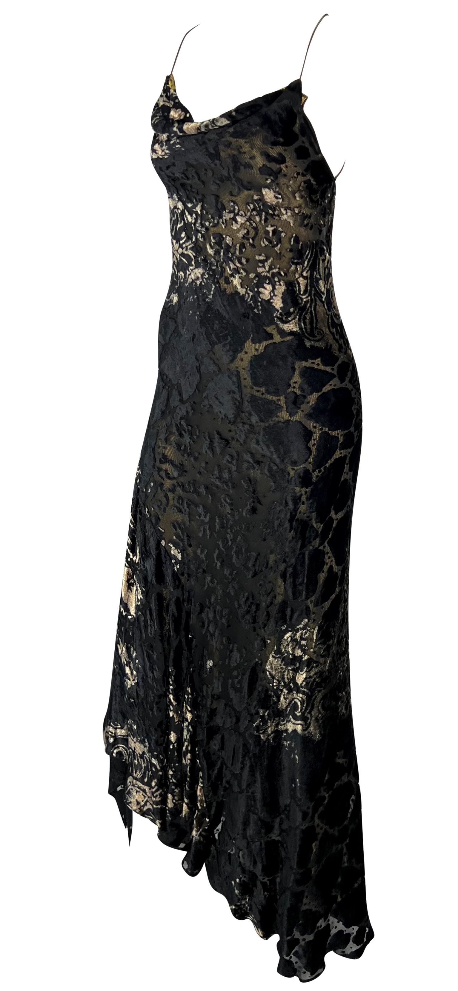 Women's F/W 2001 Donna Karan Runway Gold Lamé Velvet Devoré Overlay Backless Gown  For Sale