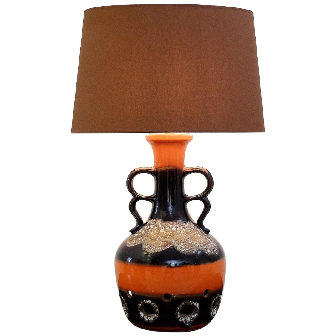 Fat Lava Orange and Brown Ceramic Table Lamp