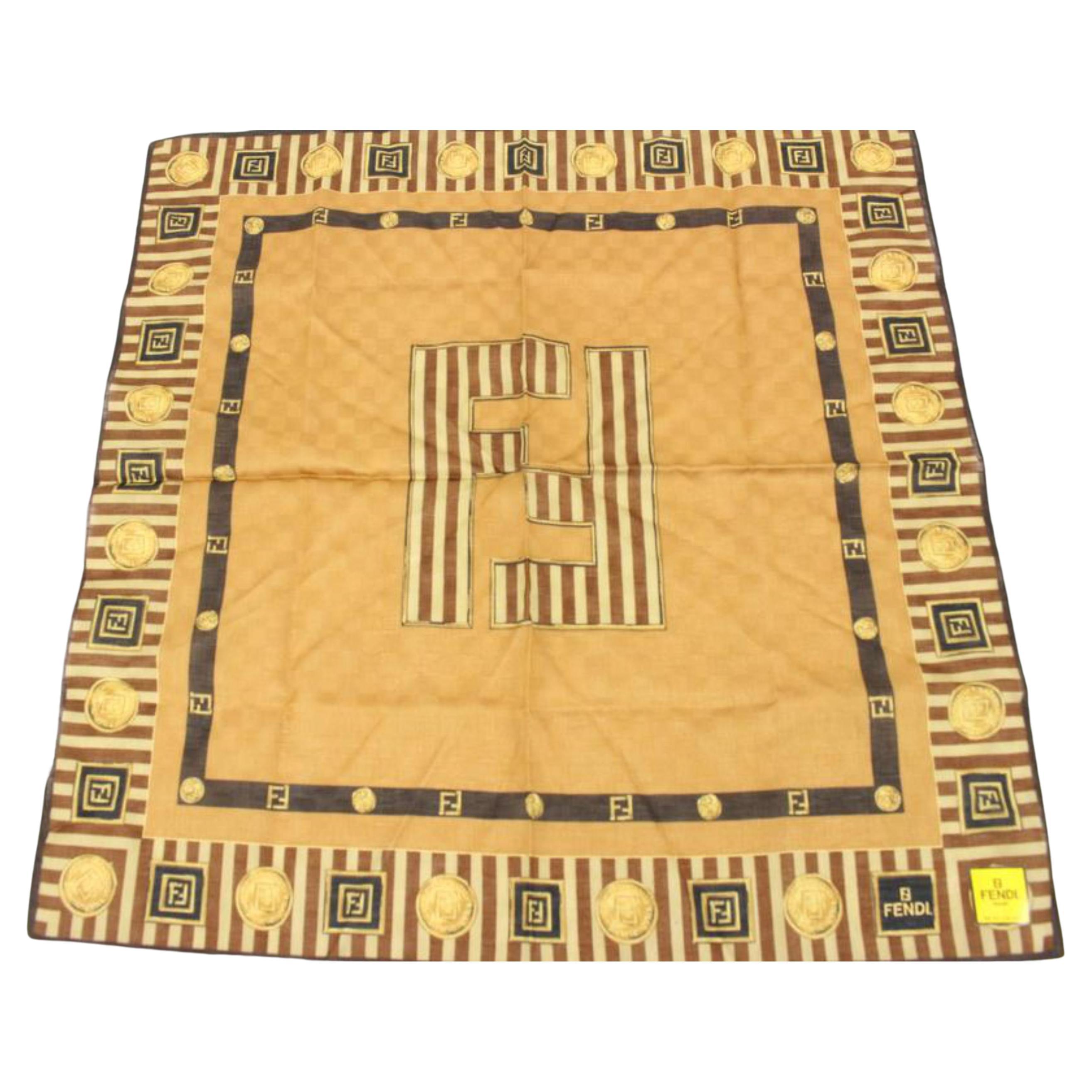 Fendi Brown x Black x Gold  FF Zucca Logo Scarf  2f815a