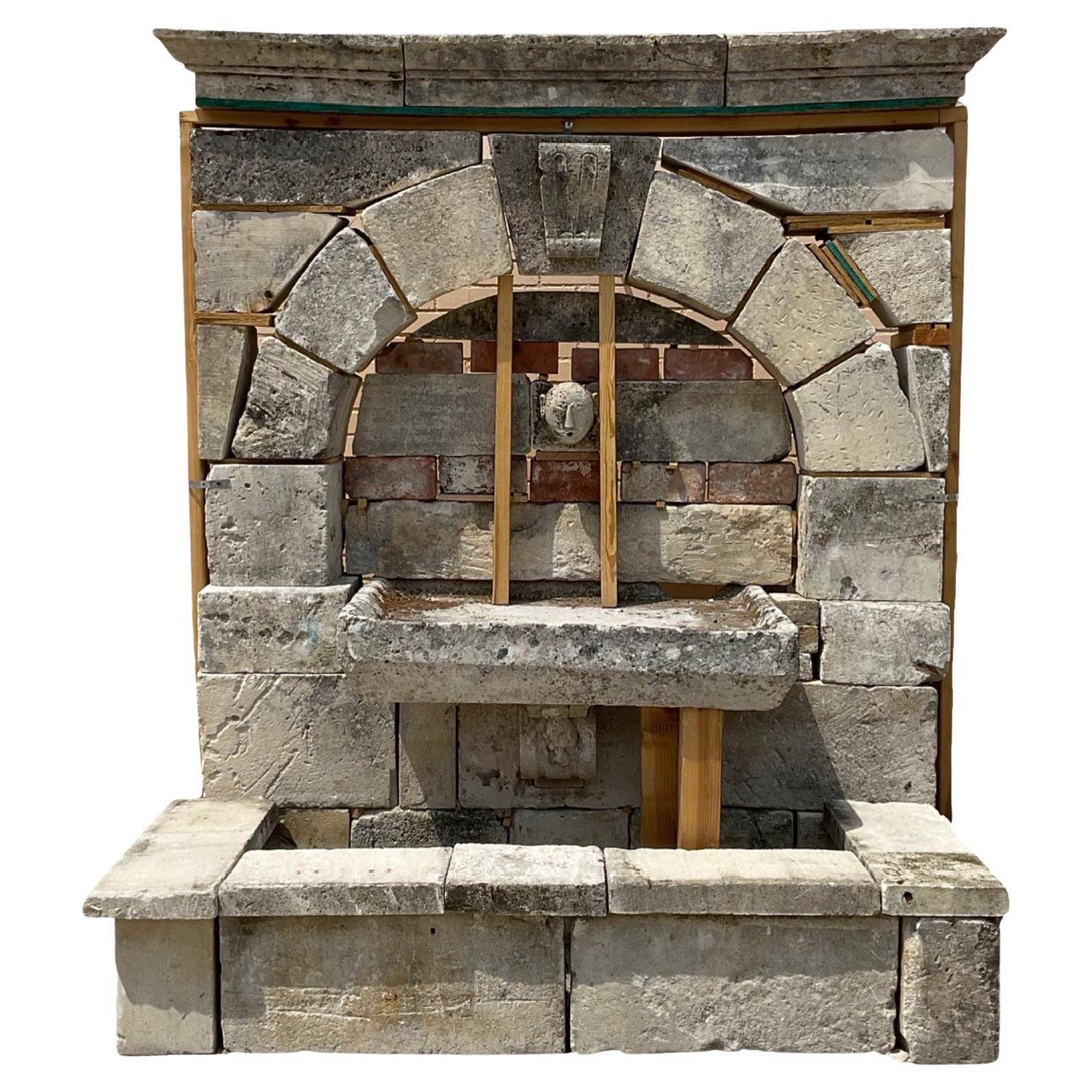 Antique French Limestone Wall Fountain