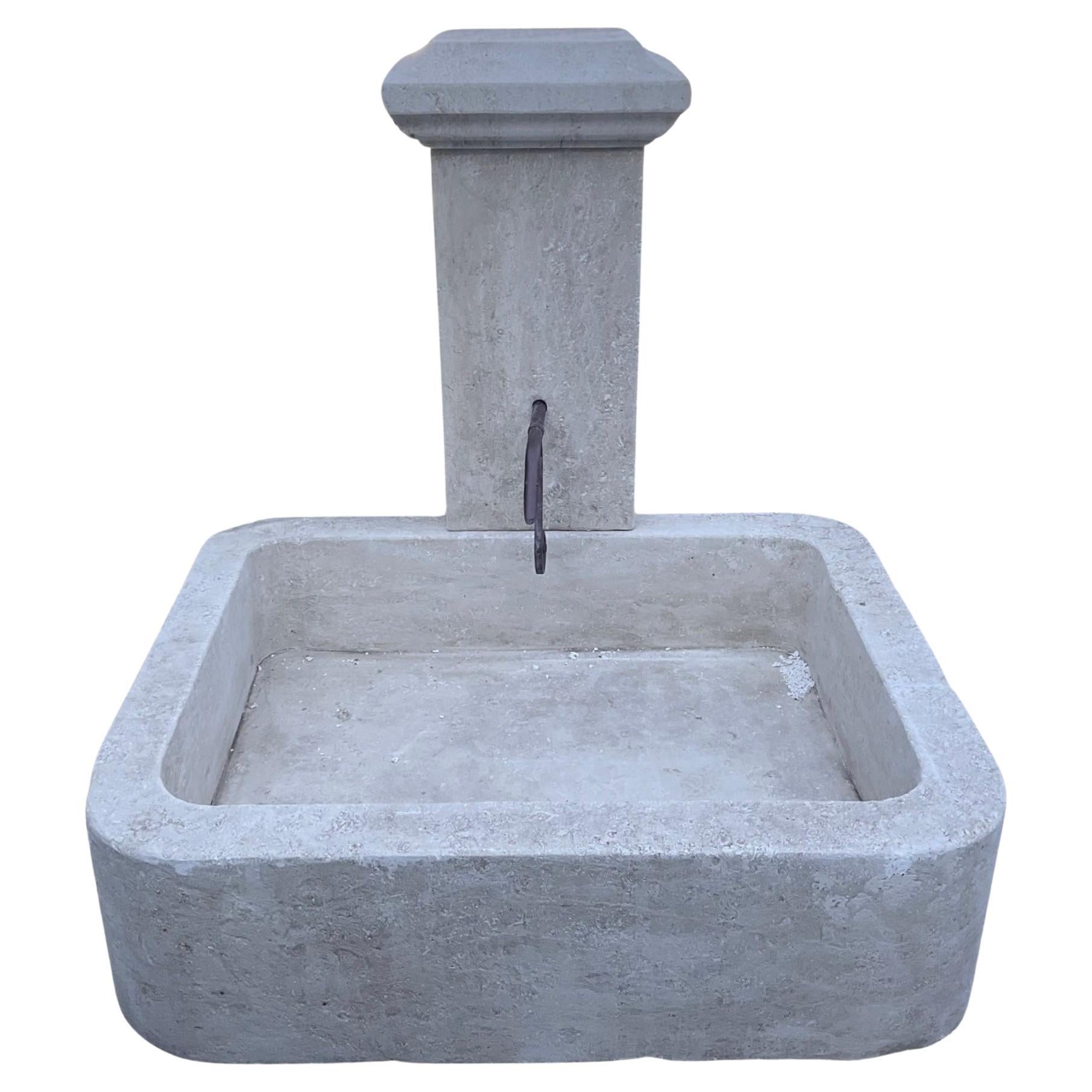 Contemporary French Limestone Wall Fountain