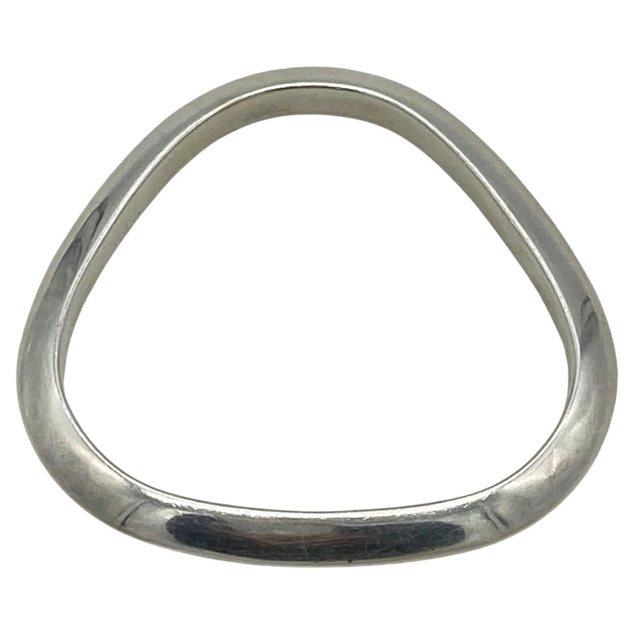 Geometric Solid Sterling Silver Bangle-1